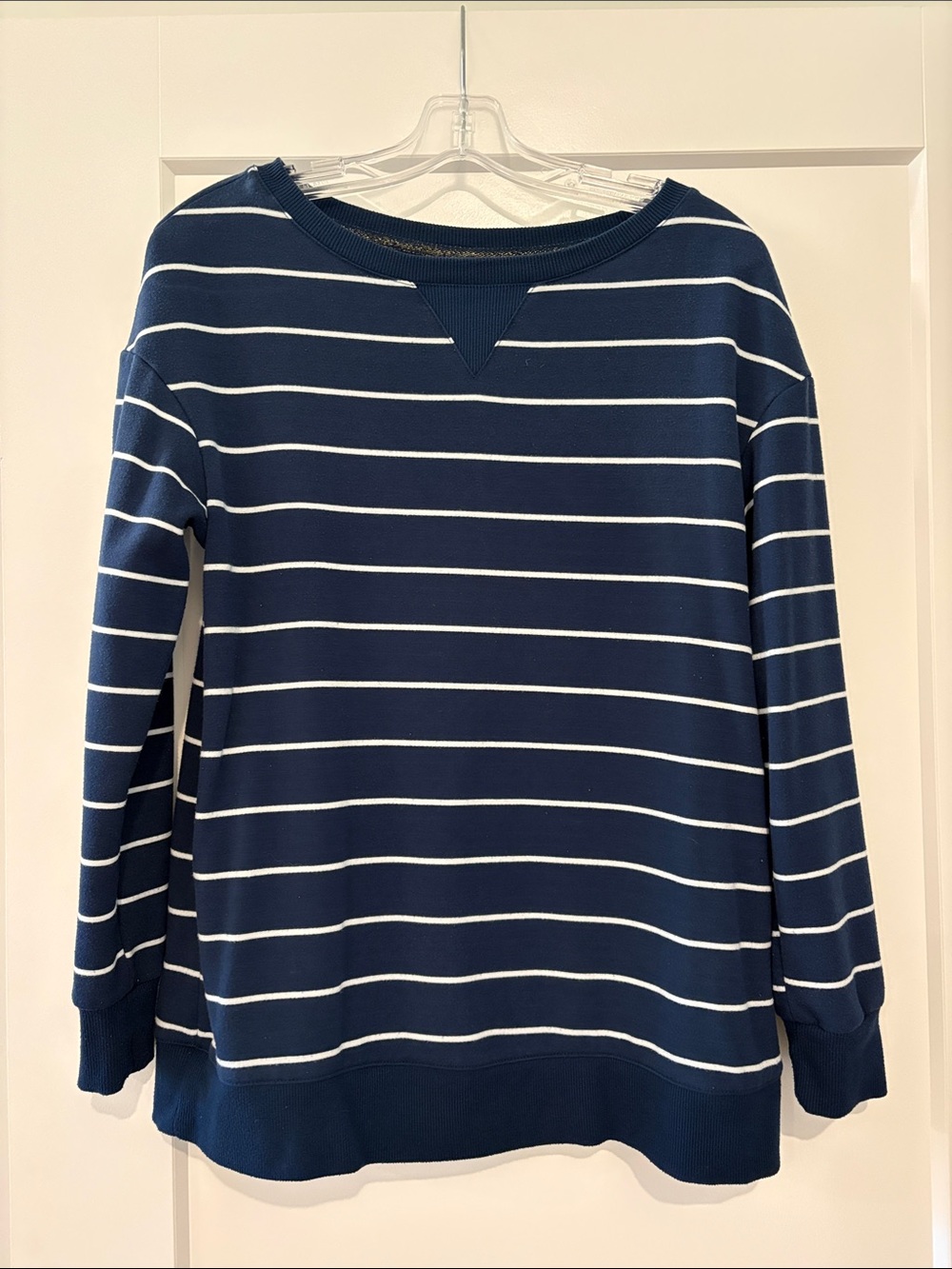 stars above Navy & White Striped Pullover Sweatshirt